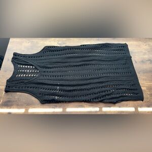 Black Crochet Sleeveless Knit Cover Up Dress